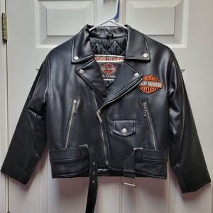 Boys Harley Davidson Motorcycle Black Faux Leather Jacket Youth